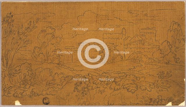 Landscape with Walled Town, n.d. Creator: Unknown.