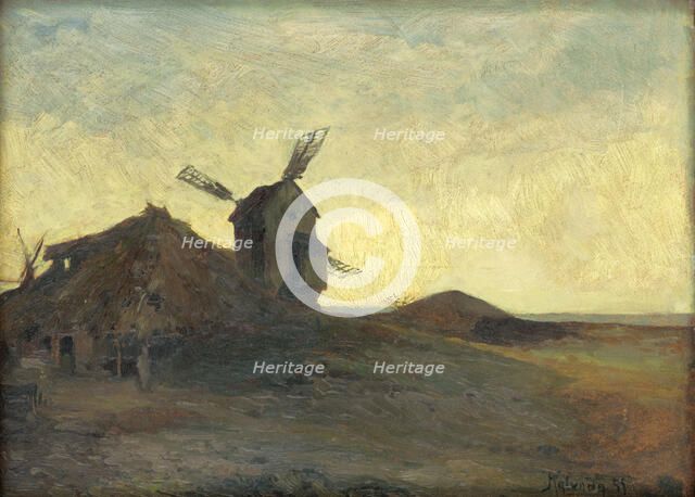 Landscape with windmill, 1900. Creator: Alois Kalvoda.