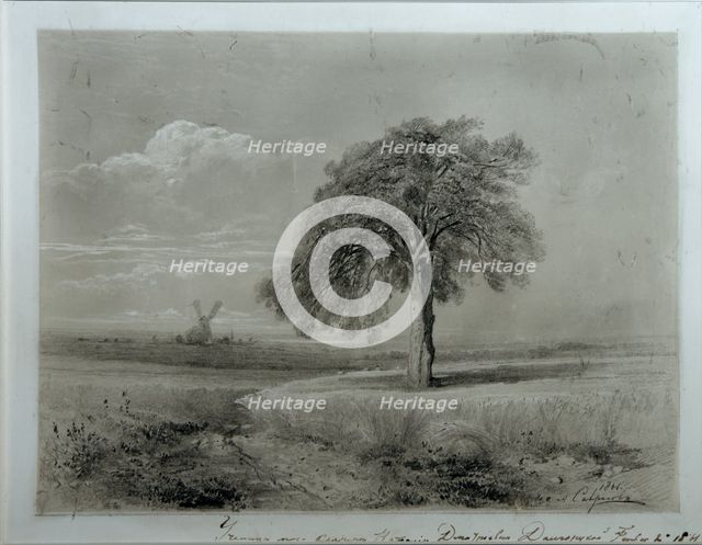 Landscape with Windmill. Artist: Savrasov, Alexei Kondratyevich (1830-1897)