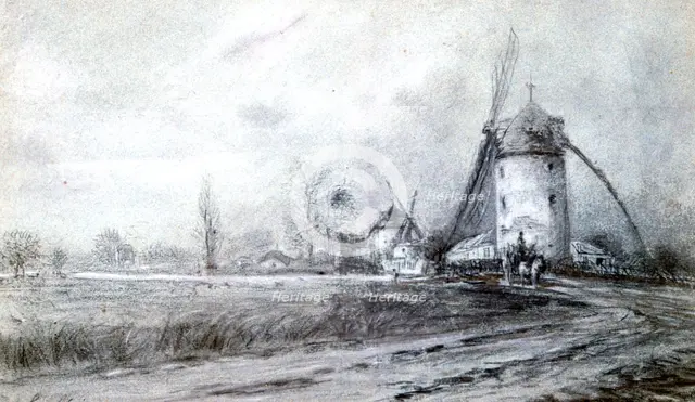 'Landscape with Windmill', c1855-1892. Artist: Stanislas Lepine