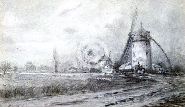 'Landscape with Windmill', c1855-1892. Artist: Stanislas Lepine