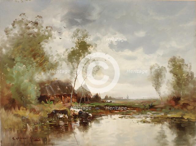 Landscape with Windmill, late 19th-early 20th century. Creator: E. Landseer Harris.