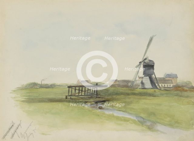 Landscape with windmill near Groningen, 1895. Creator: Christiaan Huidekoper.