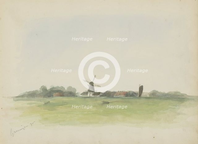 Landscape with windmill near Groningen, 1895. Creator: Christiaan Huidekoper.