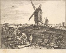 Landscape with Windmills and Cart. Creator: Unknown