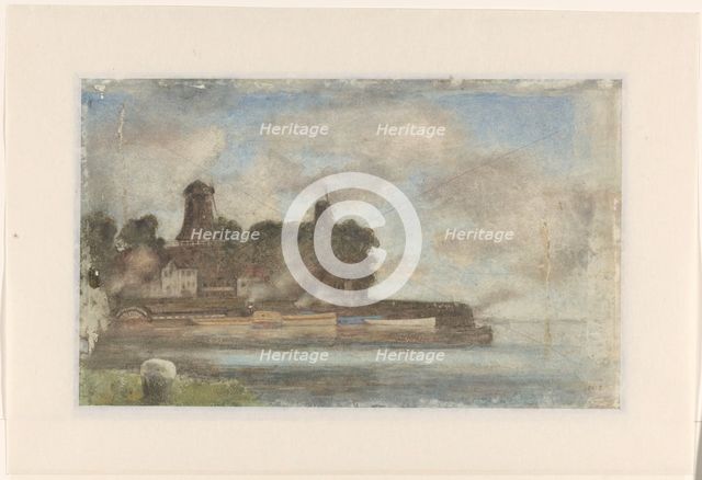 Landscape with windmills by water, 1869-1937. Creator: Antonie Louis Koster.