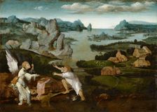 Landscape with Tobias and the Angel, 1512. Creator: Workshop of Joachim Patinir