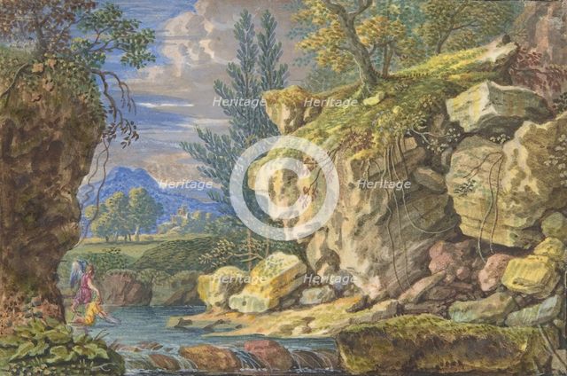 Landscape with Tobias and the Angel, 17th-early 18th century. Creator: Attributed to Felix Meyer.