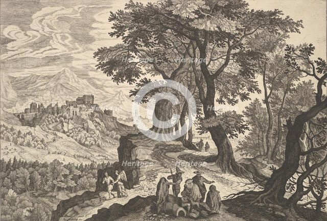 Landscape with Tobias and the Angel and Gypsies. Creator: Aegidius Sadeler II.