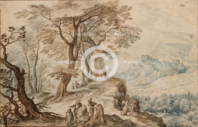 Landscape with Tobias and the Angel. Artist: Brueghel, Jan, the Younger (1601-1678)