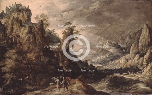 Landscape with Tobias and the Angel. Artist: Keuninck, Kerstiaen, de (ca.1560-1633)