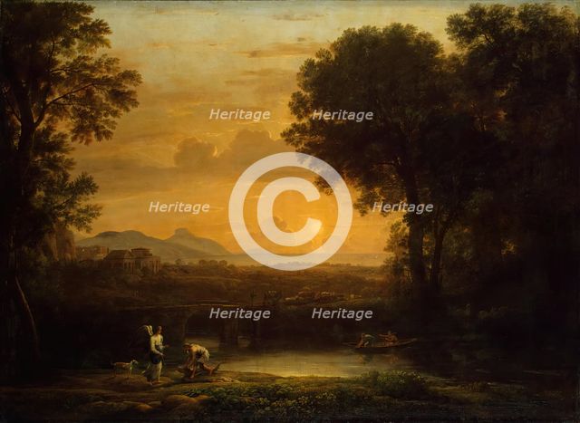 Landscape with Tobias and the Angel, (Evening), 1663. Creator: Claude Lorrain.