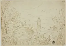Landscape with Temple, Obelisk and Aqueduct, n.d. Creator: Unknown
