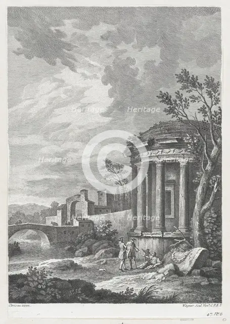 Landscape with Temple, ca. 1750-70. Creator: Joseph Wagner.