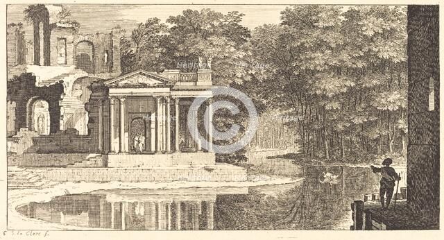 Landscape with Temple Ruins and Pond, 1673. Creator: Sebastien Le Clerc.