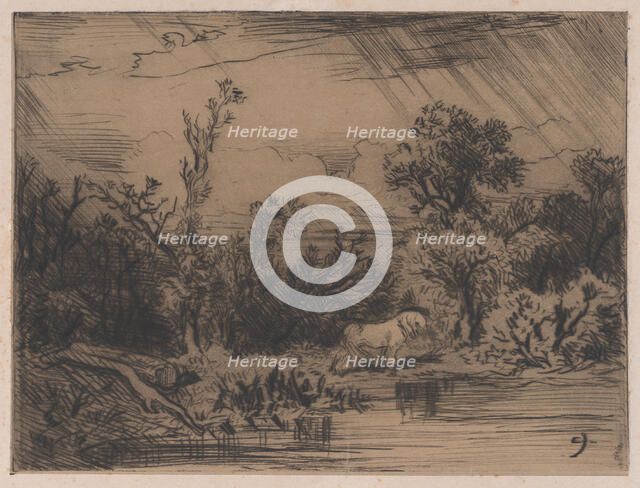 Landscape with Thunderstorm, 1848. Creator: Charles Emile Jacque.