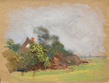 Landscape with thatched cottage, c1875-1944. Creator: George Clausen