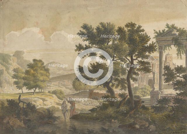 Landscape with the baptism of Christ, 1774. Creator: J.H. Wend.