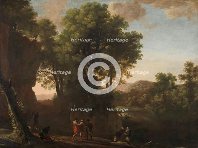 Landscape with the baptism of the eunuch, 1630-1639. Creator: Herman van Swanevelt.