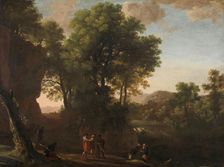 Landscape with the baptism of the eunuch, 1630-1639. Creator: Herman van Swanevelt