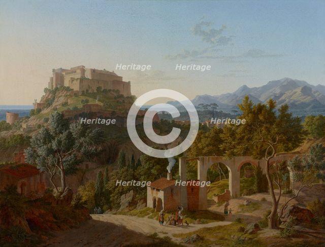 Landscape with the Castle of Massa di Carrara, 1827. Creator: Leo von Klenze.