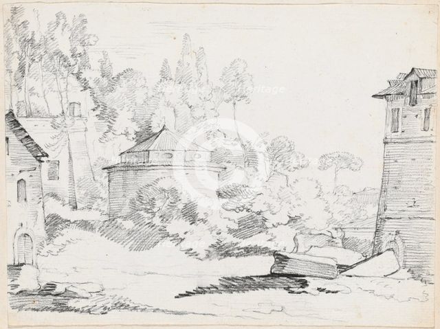 Landscape with the Church of San Teodoro, 1744/1750. Creator: Joseph-Marie Vien the Elder.