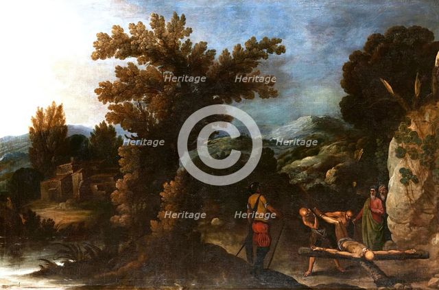 Landscape with the Crucifixion of Saint Peter, first half of the 17th century. Creator: Francisco Collantes.