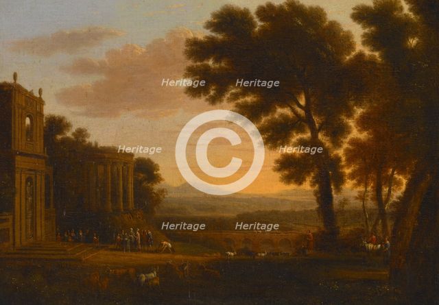 Landscape with the Father of Psyche Sacrificing at the Milesian Temple of Apollo, c1620-1680. Creator: Claude Lorrain.