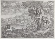 Landscape with the flight into Egypt, 1626-80., 1626-80. Creator: Giovanni Francesco Grimaldi