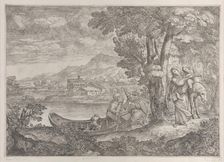 Landscape with the flight into Egypt, 1626-80. Creator: Giovanni Francesco Grimaldi