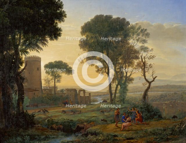 Landscape with the flight into Egypt, c. 1646. Creator: Lorrain, Claude (1600-1682).