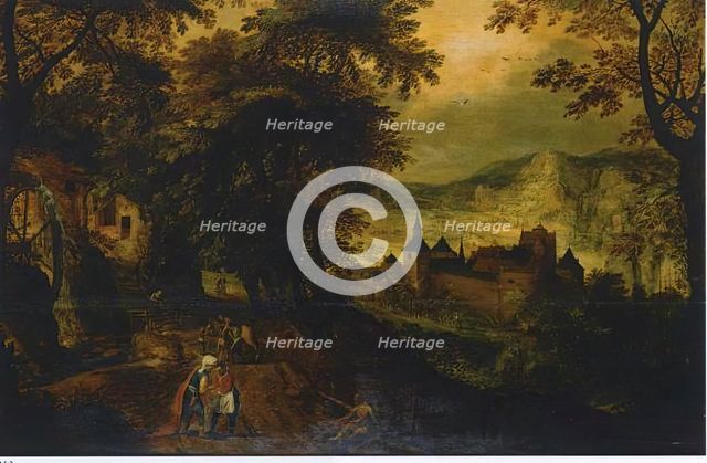 Landscape with the Good Samaritan, 1628. Creator: Adriaen van Stalbemt.