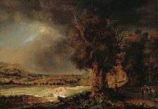 Landscape with the Good Samaritan, 1700-1799. Creator: School of Rembrandt van Rijn