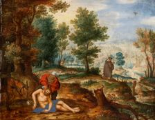 Landscape with the Good Samaritan, c1595-1600. Creator: Circle of Pieter Stevens