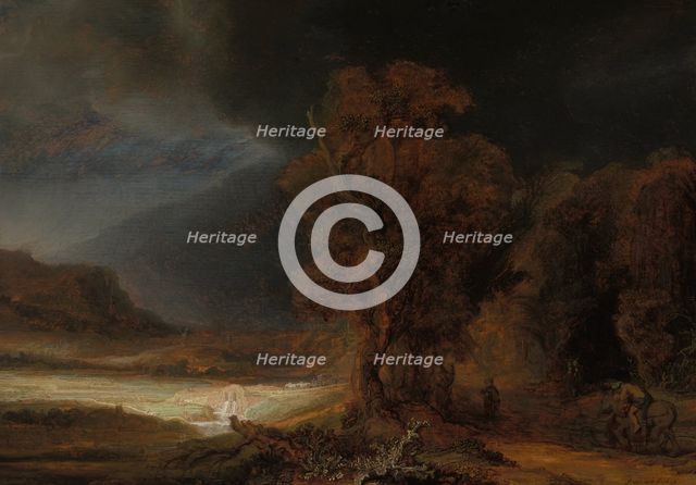 Landscape with the Parable of the Good Samaritan, 1638. Creator: Rembrandt Harmensz van Rijn.