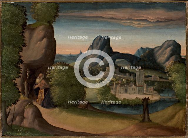 Landscape with the Penitent Saint Jerome, c1530. Creator: Coda, Benedetto (c. 1460-1535).