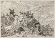 Landscape with the Pilgrim at Prayer, c. 1735/1746. Creator: Canaletto
