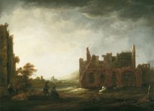 Landscape with the Ruins of Rijnsburg Abbey, c1645. Creator: Aelbert Cuyp