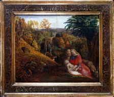Landscape with the Repose of the Holy Family (Rest on the Flight into Egypt), 1824-1825. Artist: Samuel Palmer