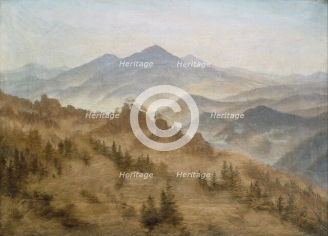 Landscape with the Rosenberg in the Bohemian Mountains. Artist: Friedrich, Caspar David (1774-1840)