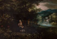 Landscape with the Scene of the Rest on the Flight into Egypt, 1st half of 17th century. Creator: Unknown