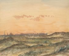 Landscape with the silhouette of a city in the distance, 1886. Creator: Arnoldus Dirk Felix Tavenraat