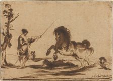 Landscape with the Taming of a Horse, 1620/1630. Creator: Guercino