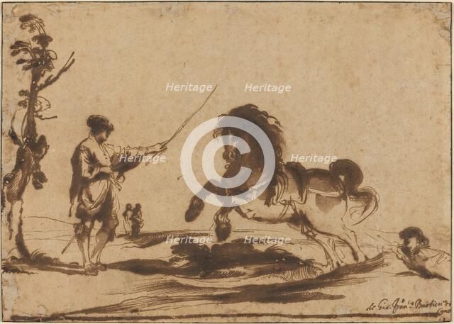 Landscape with the Taming of a Horse, 1620/1630. Creator: Guercino.