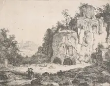 Landscape with the Temple of the Sibyl at Tivoli, 1645. Creator: Joan van Noort