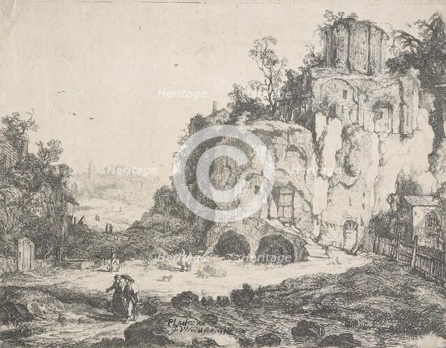 Landscape with the Temple of the Sibyl at Tivoli, 1645. Creator: Joan van Noort.