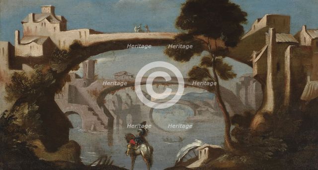 Landscape with Three Bridges, 2nd half of 18th century. Creator: Unknown.