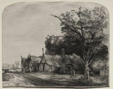 Landscape with Three Gabled Cottages beside a Road, 1650. Creator: Rembrandt van Rijn (Dutch, 1606-1669)