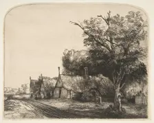 Landscape with Three Gabled Cottages Beside a Road, 1650. Creator: Rembrandt Harmensz van Rijn