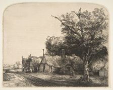 Landscape with Three Gabled Cottages Beside a Road, 1650. Creator: Rembrandt Harmensz van Rijn